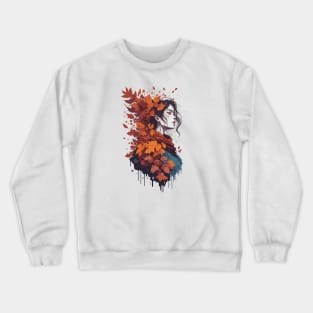 Fall girl with Autumn leaves Crewneck Sweatshirt